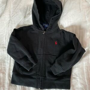 Polo by Ralph Lauren Black Zip-Up Hoodie with Red Logo